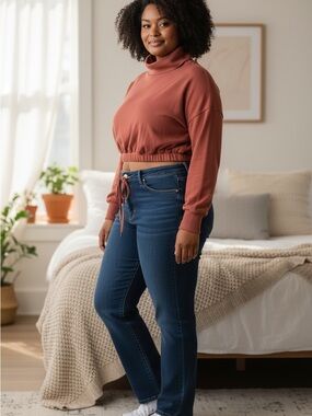 Sweaty Betty Rust Cowl-Neck Cropped Sweater